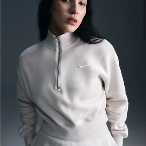 NIKE cream quarter zip cropped